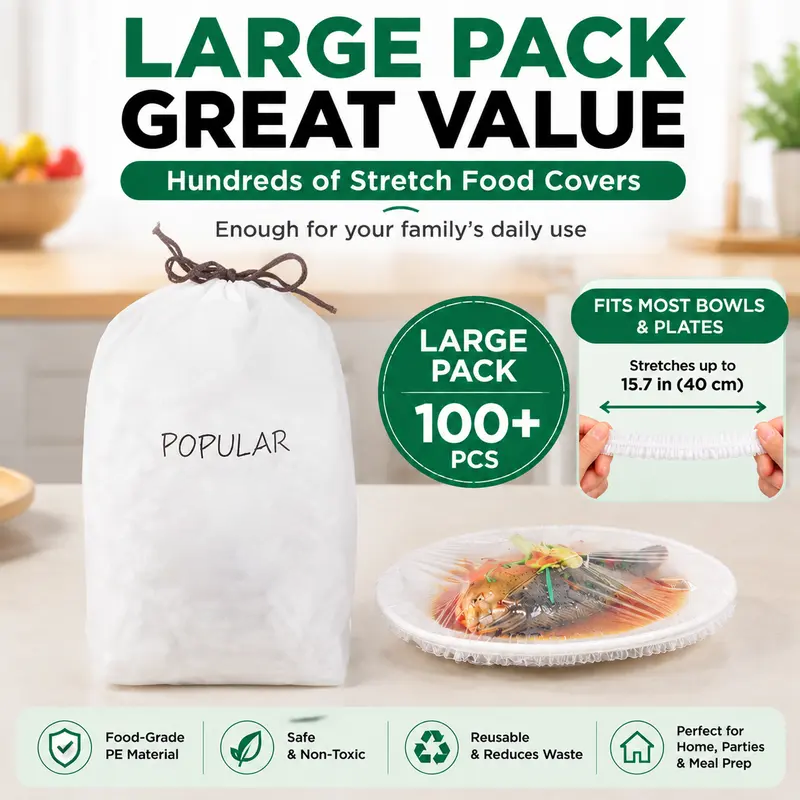 🛡️100 PCS Disposable Stretch Food Covers for Bowls & Plates
