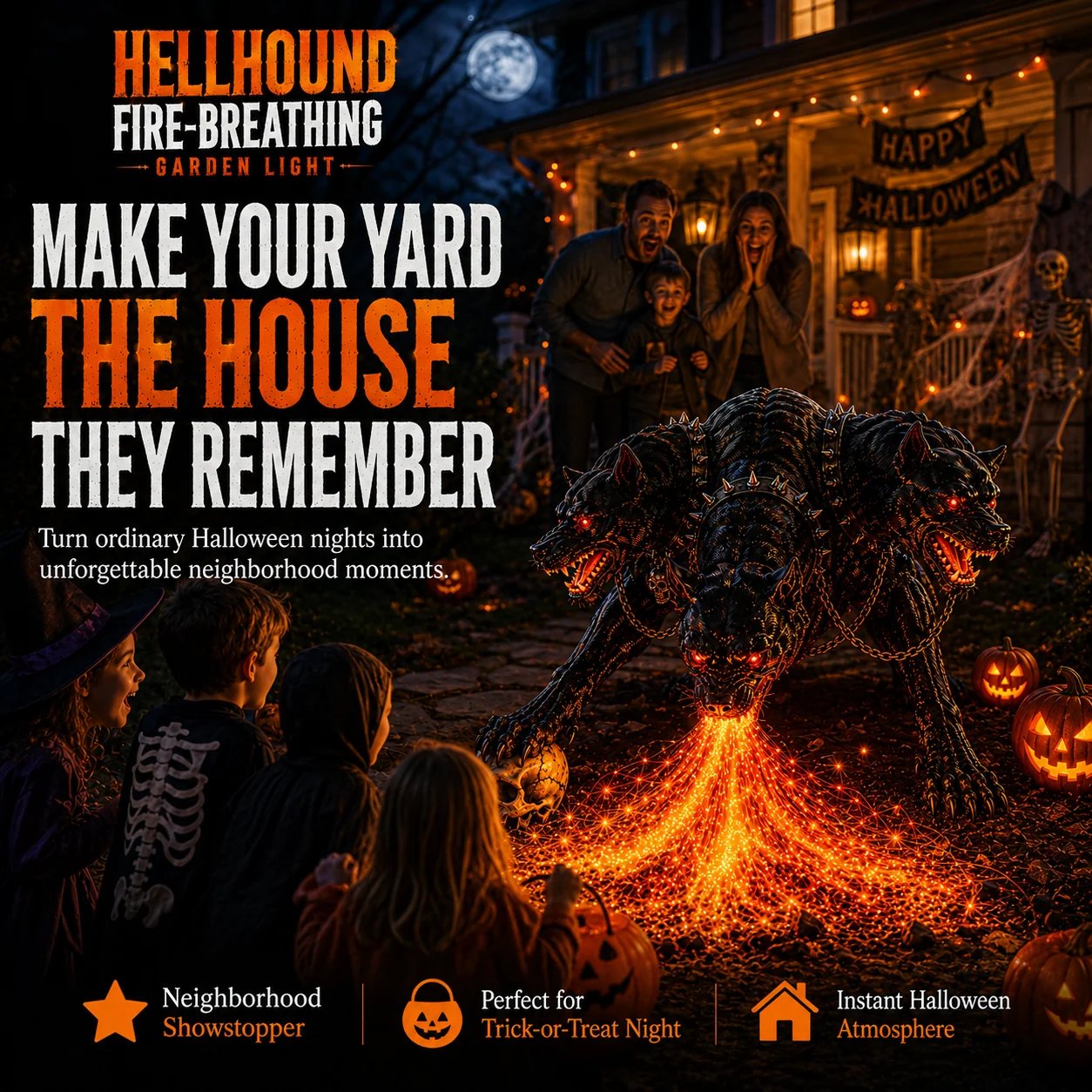 🎃 Fire-Breathing Orochi Solar Garden Light – Epic Multi-Headed Dragon Halloween Decor