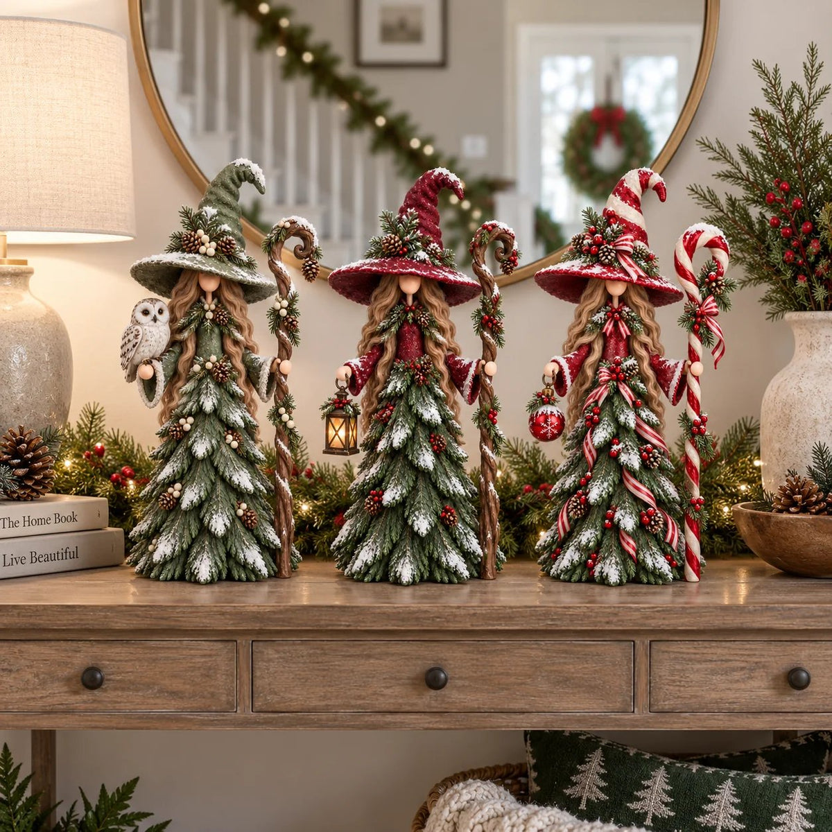 🎄Whimsical Christmas Witch Resin Figurines – Festive Holiday Collectible Decor🧙♀️
