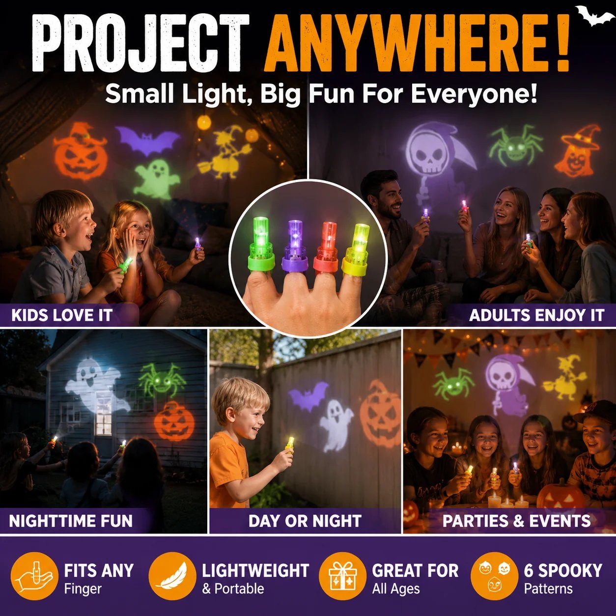 ๐ Spooky Pattern Finger Projector Lights (36 Pcs)