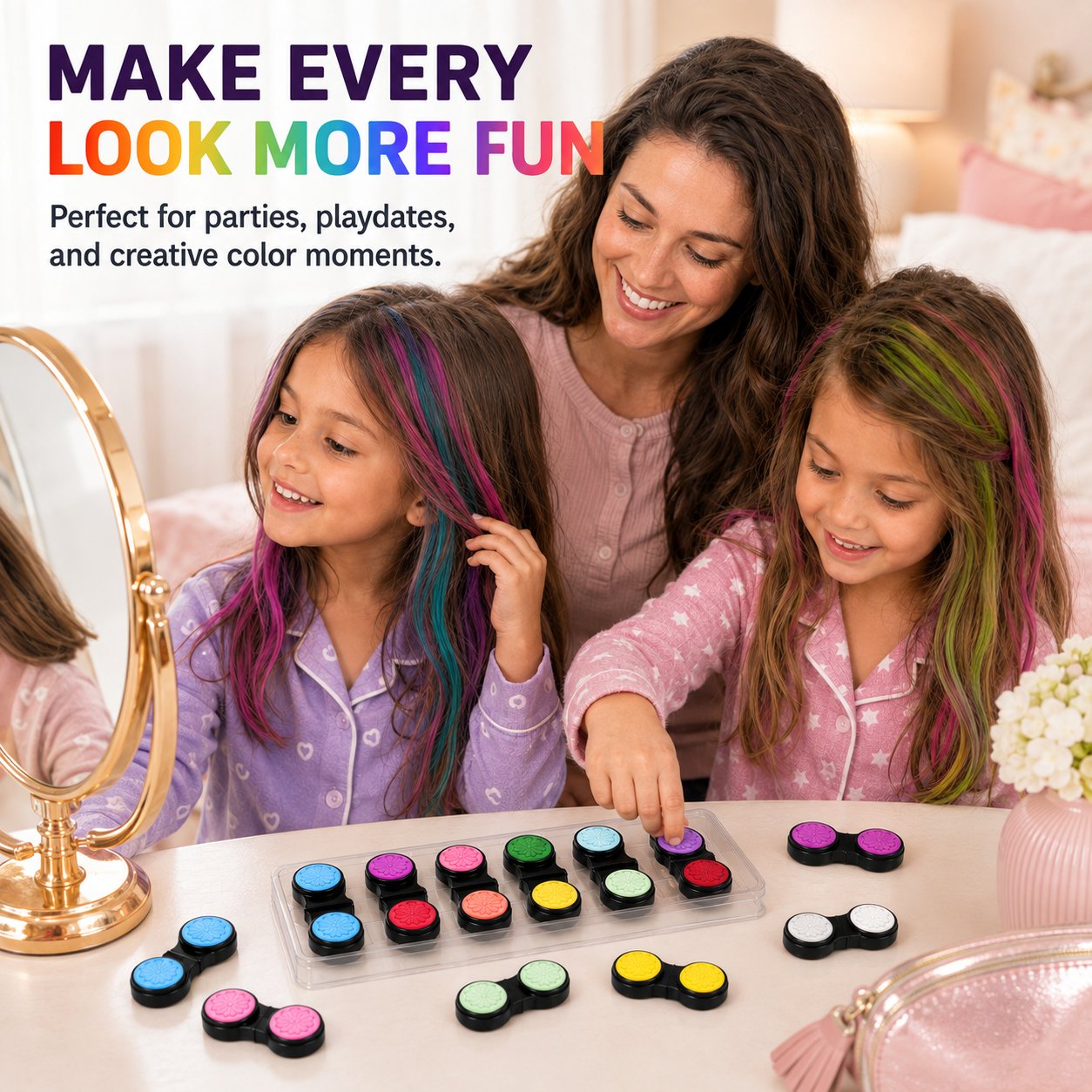 ๐ 12-Color Temporary Hair Chalk Applicator Set