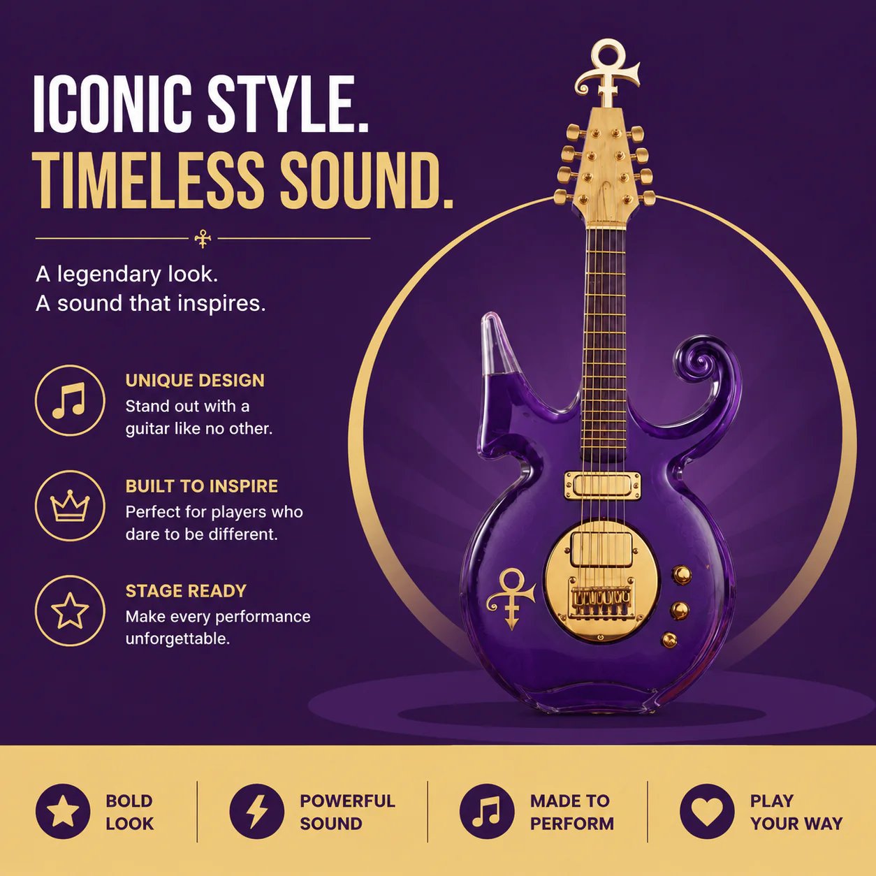 š„Last Day 49% OFFš„ - Purple Music Legend Guitar-Shaped Commemorative Whiskey Bottle