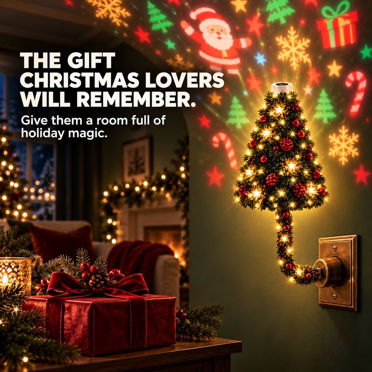 🌲Cozy Christmas Tree Glow Projector Ligh – USB-Powered Cozy Holiday Decor