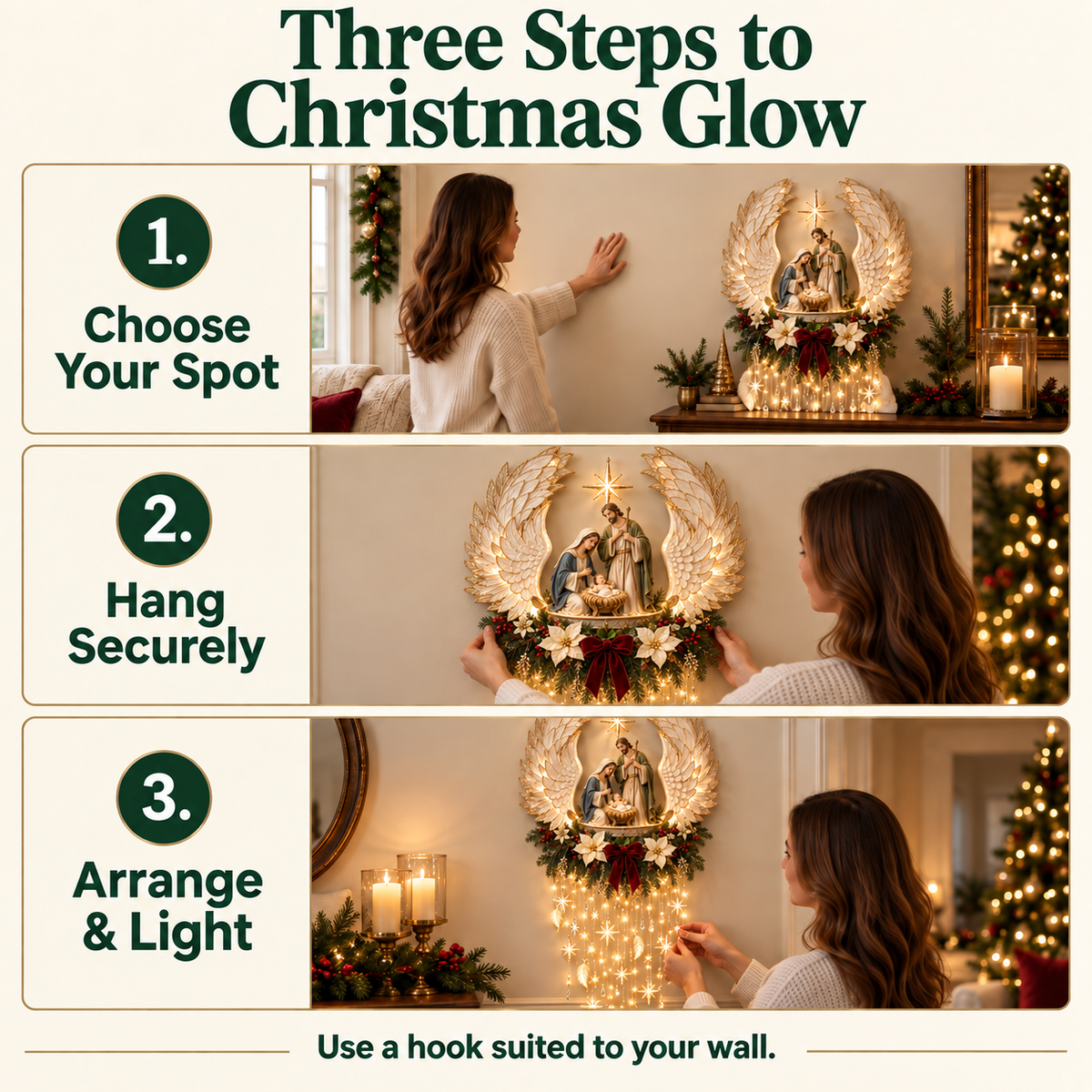 ✝️Last Day 70% OFF🪽 Angel’s Embrace Nativity Wall Light – A Meaningful Christmas Glow🎄