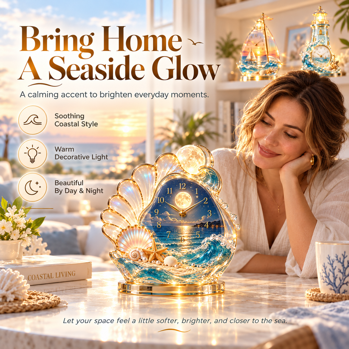 🌊 Coastal Glow Crystal Clock Collection — ⏰️Bring the Beauty of the Sea Home ✨