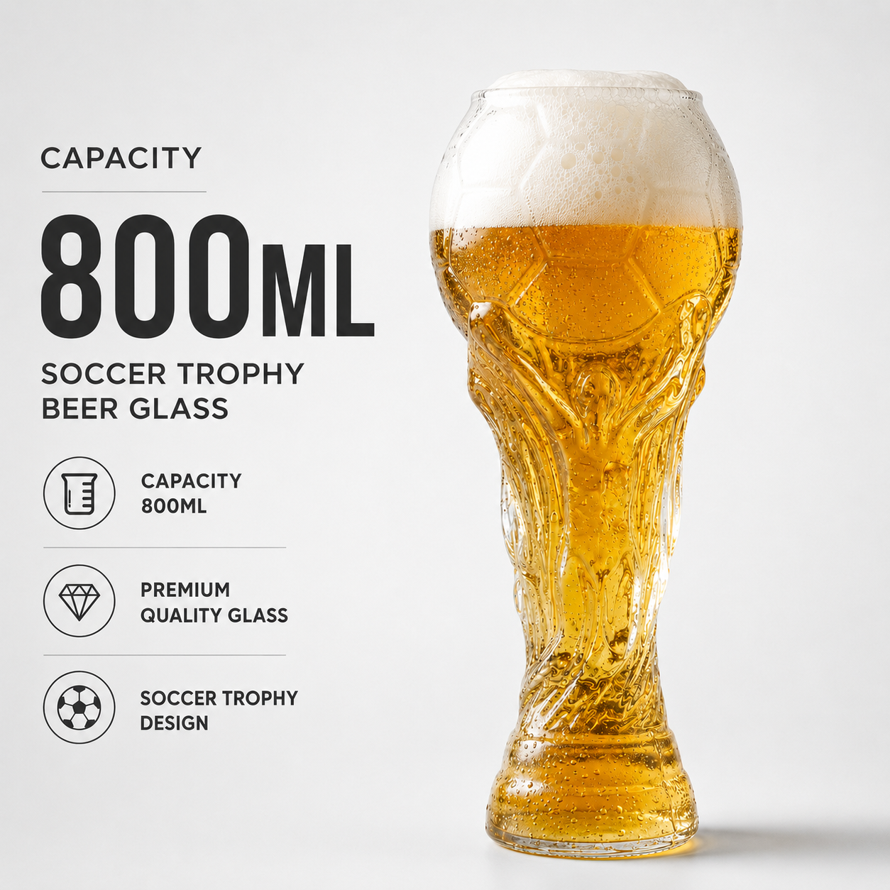 ⚽ Soccer Trophy Beer Glass | Trophy Design For Game Day Cheers