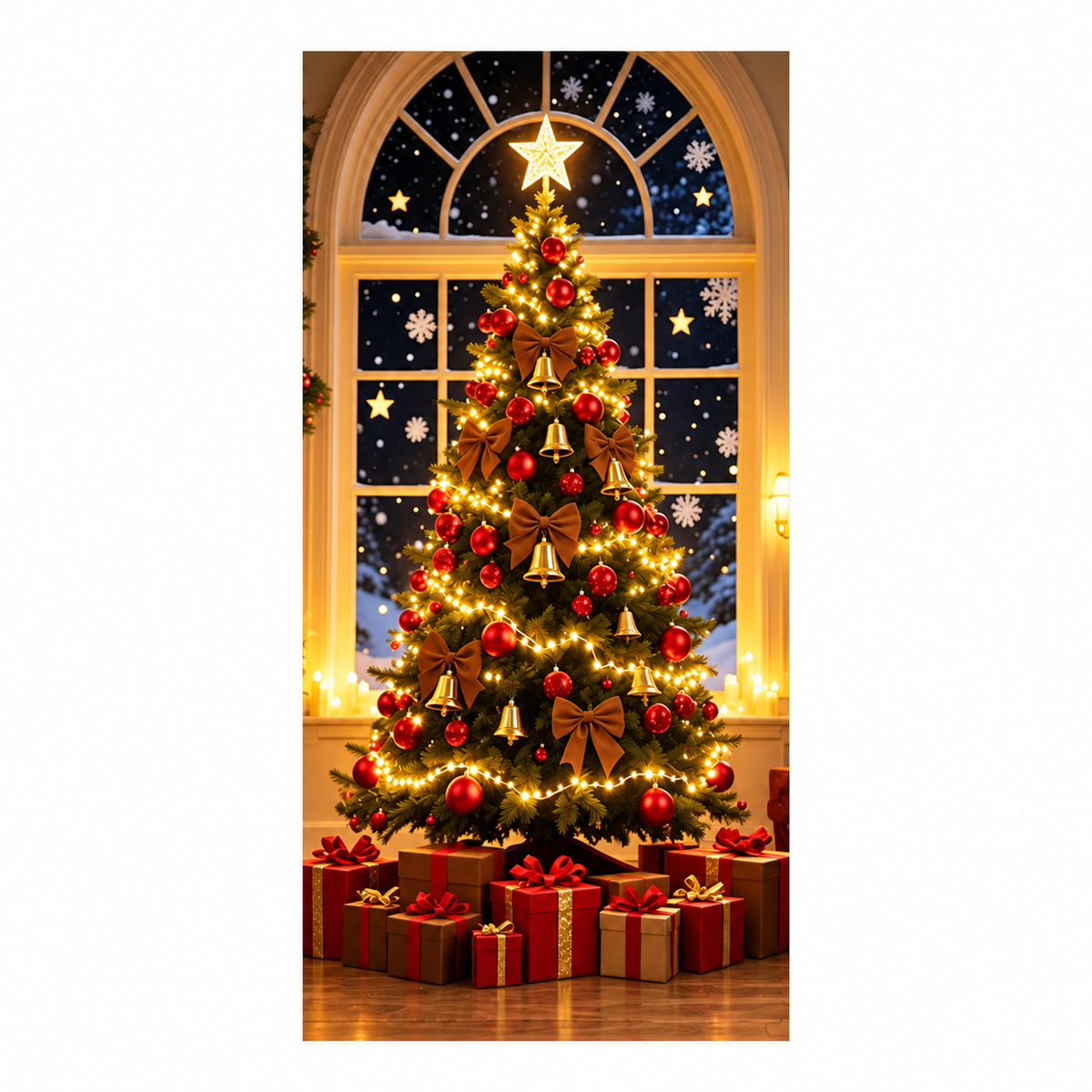 ✨🦌Christmas Door Cover - Stretch Fit Santa & Reindeer Door Decoration with 4-Side Elastic Edges🎅