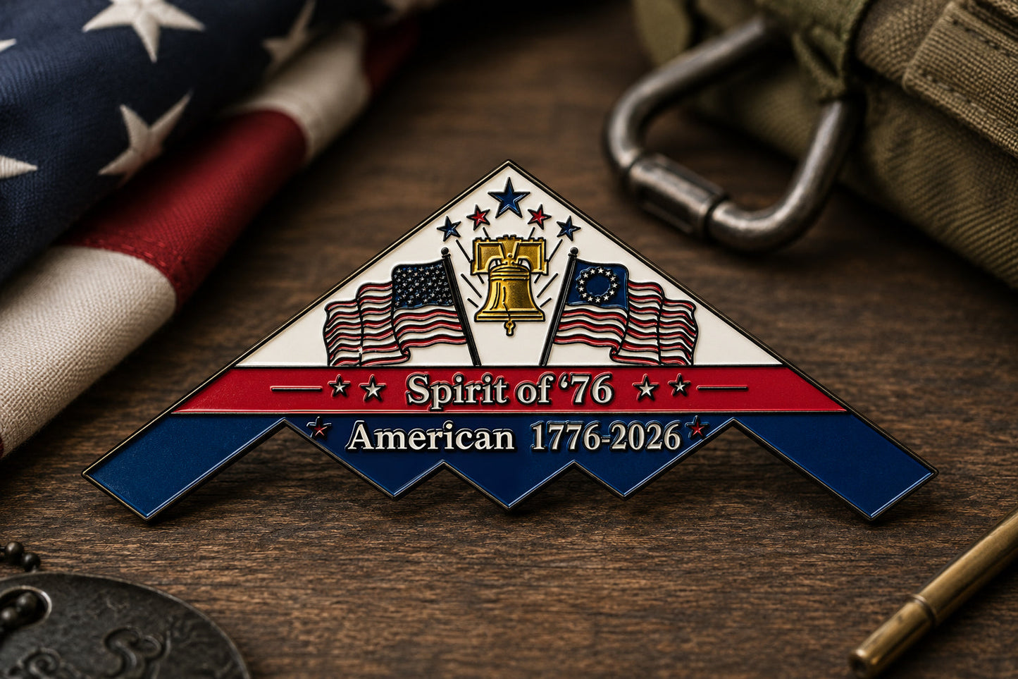 ✨Spirit of ’76 B-2 Stealth Bomber Challenge Coin – 250th Anniversary Patriotic Collectible