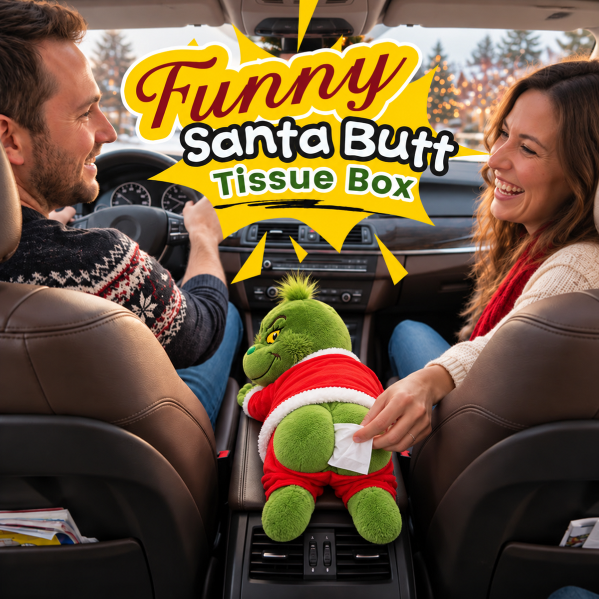 🎅 Funny Santa Butt Tissue Box – Cheeky Christmas Decor & White Elephant Gift 🎁