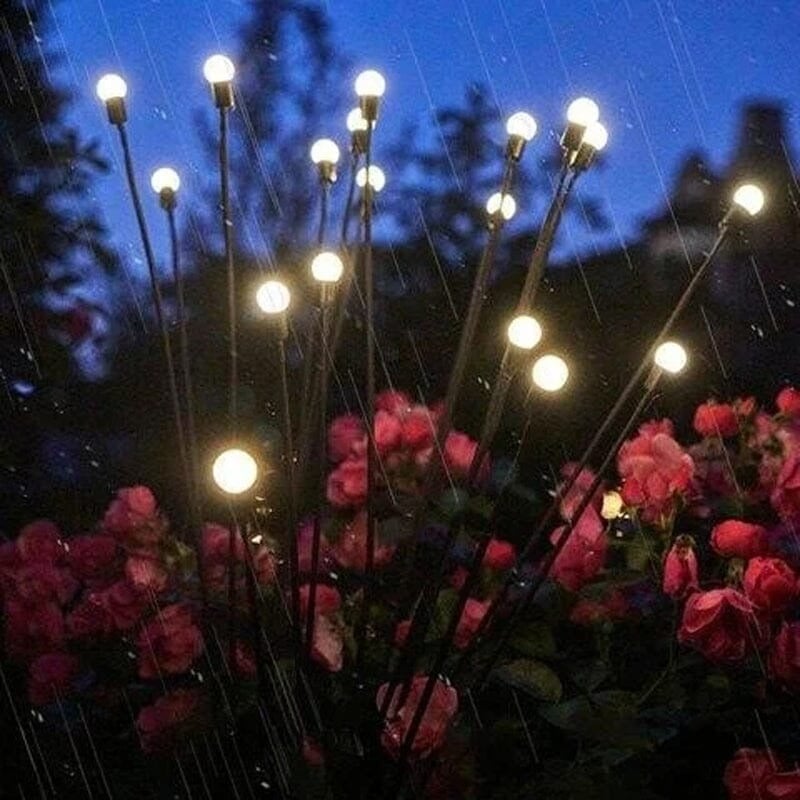 💡Solar Firefly Garden Lights 4/8 Pack – Waterproof Outdoor Stake Lights, 32/64 LED Flickering Firefly Glow Solar Pathway Lights for Yard, Patio & Landscape Decor
