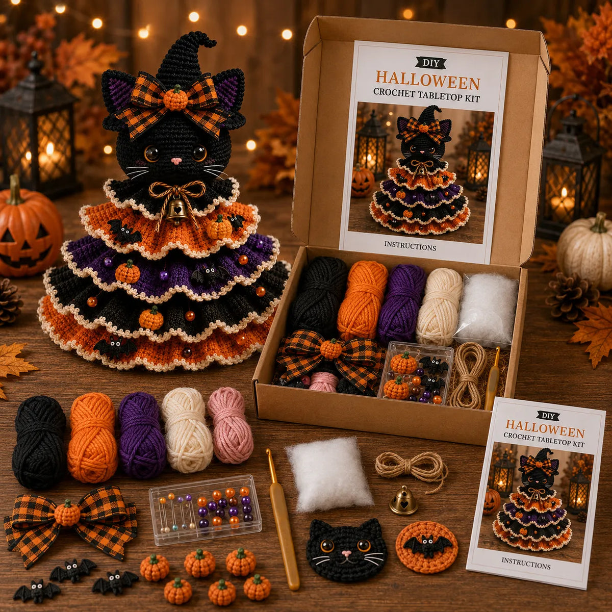 🎃 Halloween Crochet DIY Kit – Create Your Own Spooky Tabletop Decor