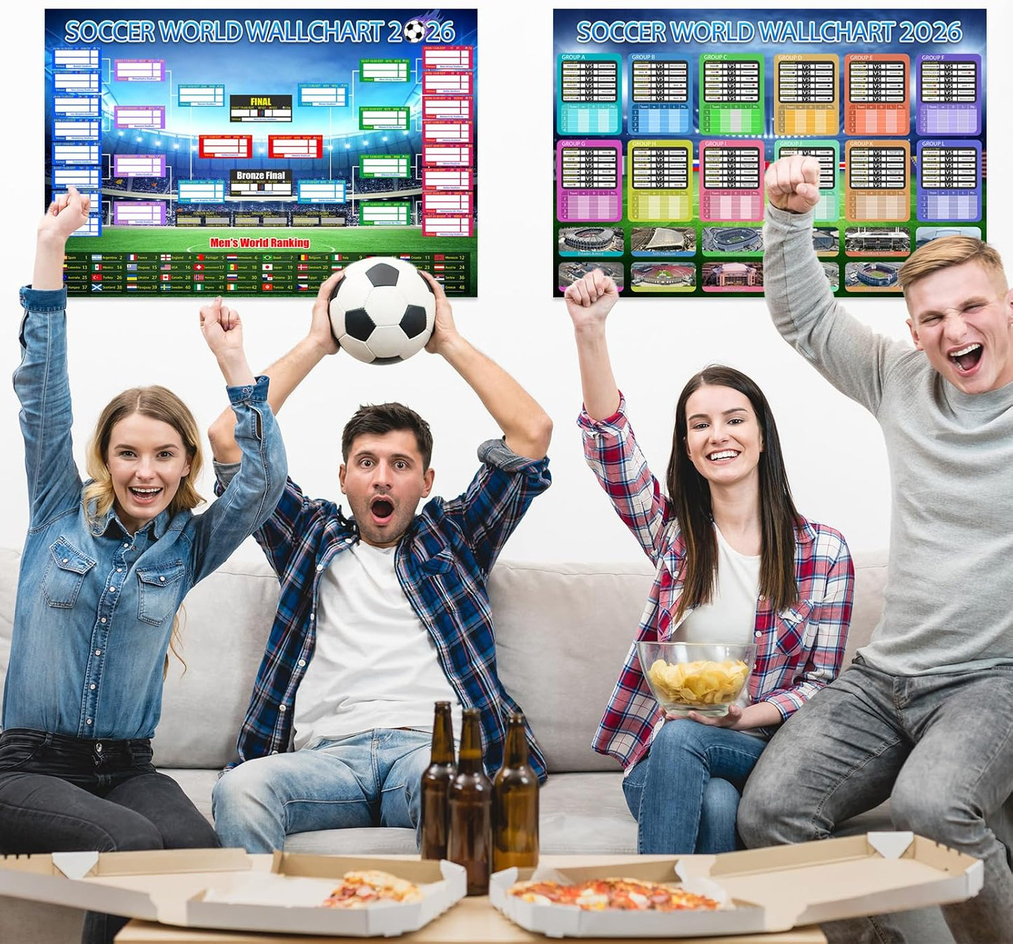β½π Ultimate 2026 Soccer Fan Wall Chart Kit β Group Stage & Knockout Posters (23.6β x 35.4β), Marker Pen & Mounting Strips Included π