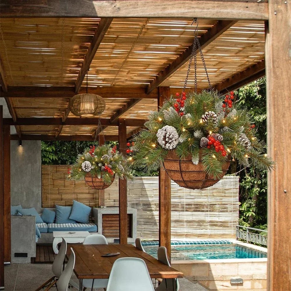 🔥😍🔥60% OFF 🎄Christmas Hot Sale🏆Pre-Lit Artificial Christmas Hanging Basket
