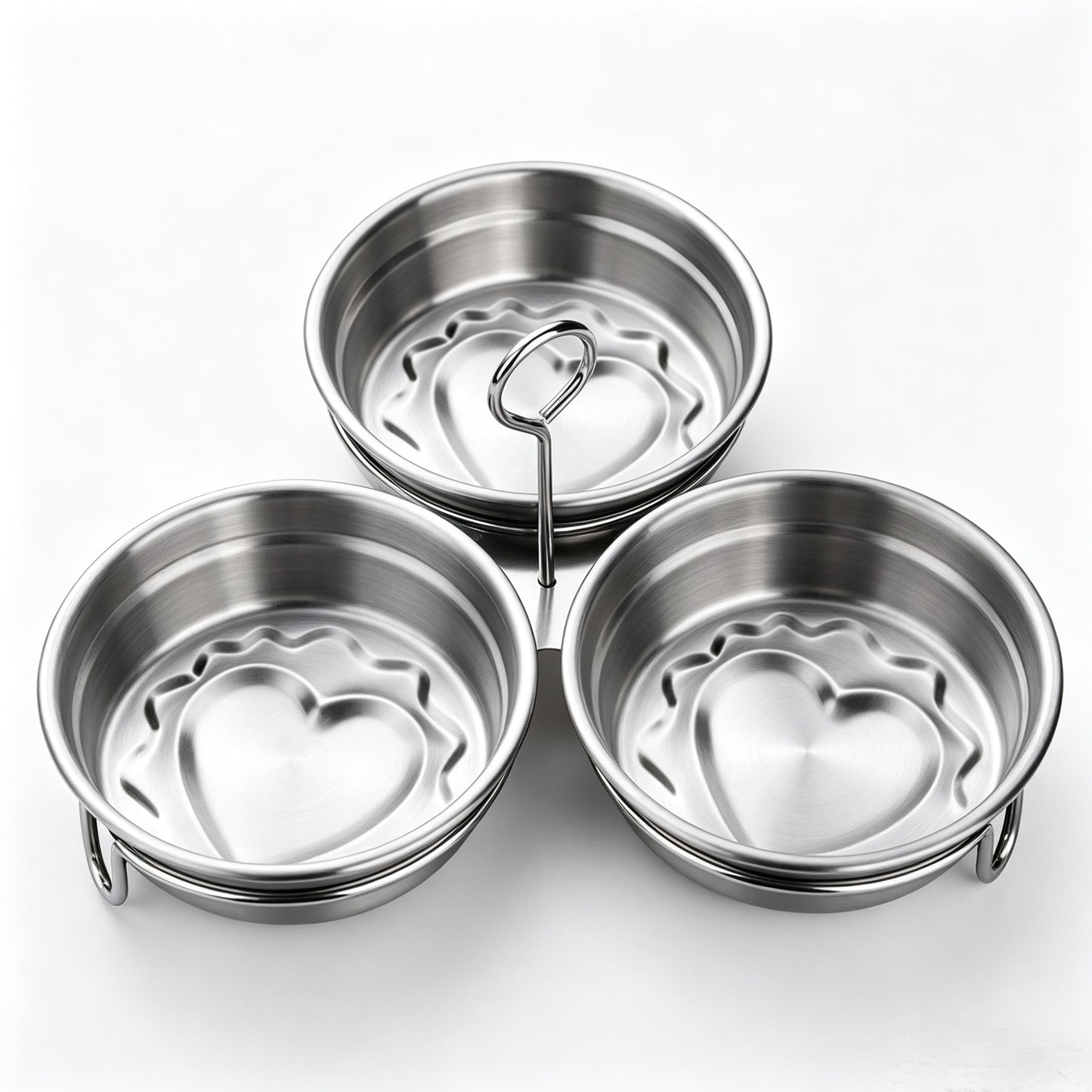 3-Cup Stainless Steel Egg Poacher, 3 Cavity Egg Steamer Mold with Handle, Reusable Egg Poaching Cups for Poached Eggs, Steamed Eggs, Breakfast & Dessert Making