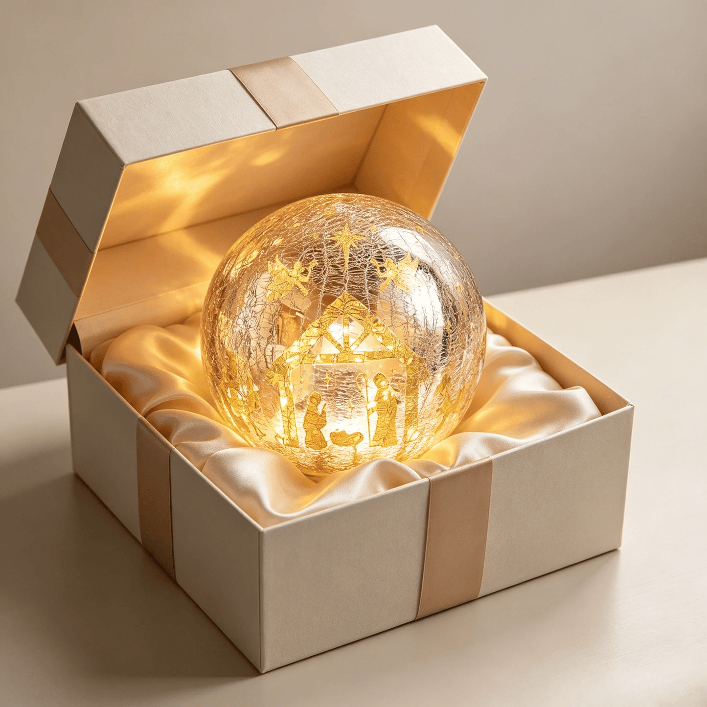 🎁🎉Only $35.99 This Week🎉✝️Light-up cracked glass ball with Jesus and reindeer design🫎