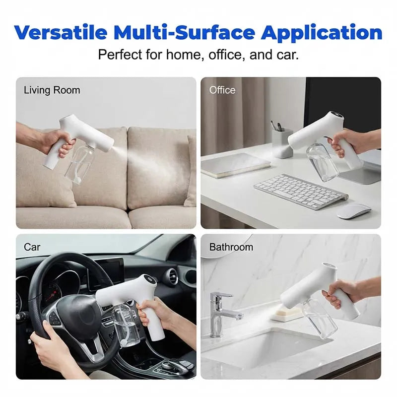 🚫 Cordless Nano Atomizer – Touchless Disinfecting, Blue Light – For Home, Office & Car 🏠