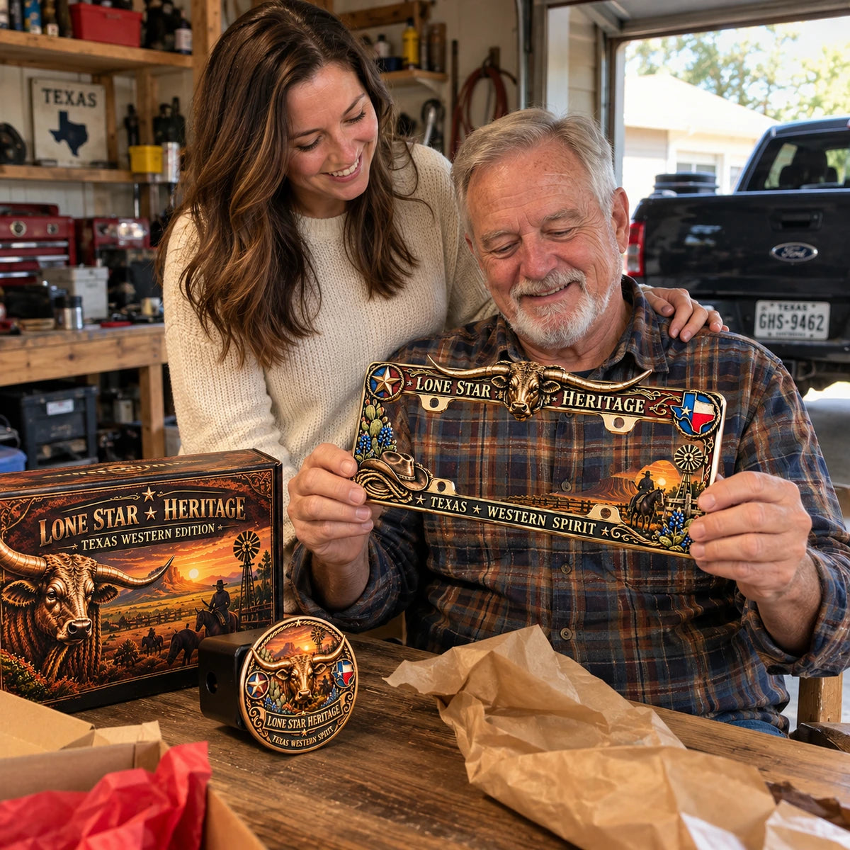 🐂 Texas Longhorn Western Metal License Plate Frame – Vintage Cowboy & Lone Star Ranch Gift 🤠