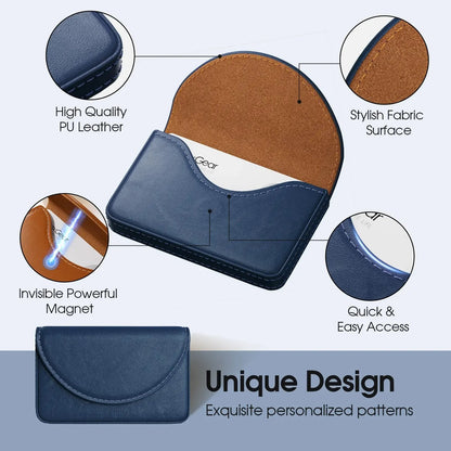💖Hot Sale 49% OFF💼 PU Leather Business Card Holder – Slim Magnetic Name Card Case