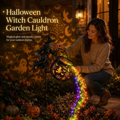 Halloween Witch Cauldron Garden Light with Color Projection