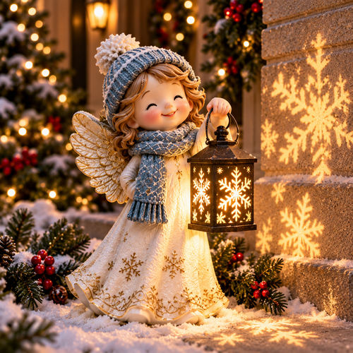 ✨ Solar Christmas Step Light with Holy Family Projection