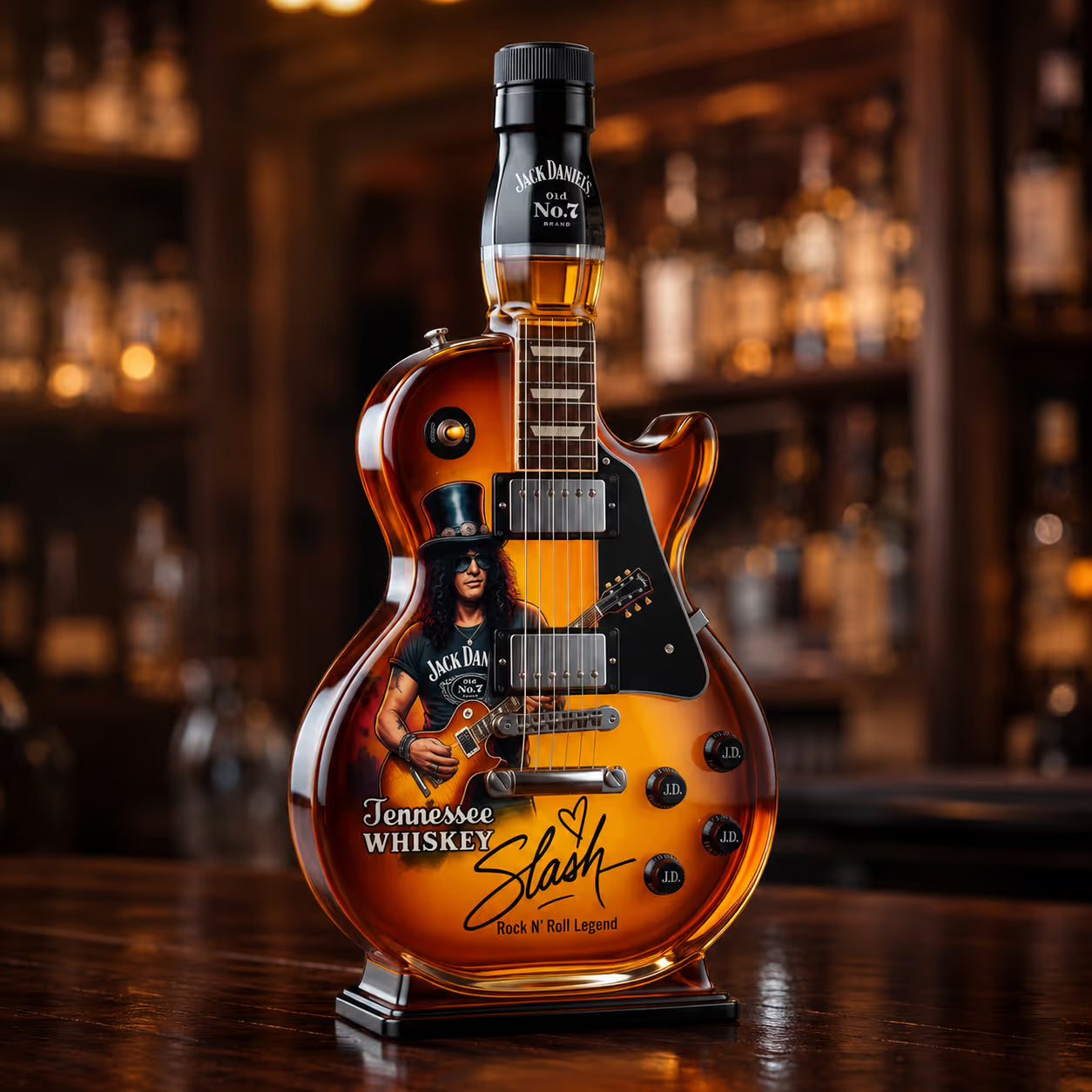 🎁 Flash Sale-49% OFF – 👨‍🎤🤘Appetite for Rock: Vintage Sunburst Guitar Figurine Spirit Bottle🎸✨