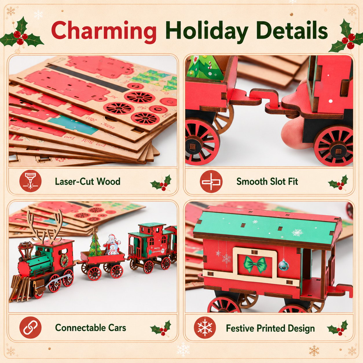 🔥LAST DAY 50% OFF – 🎅🎄DIY Christmas Wooden Train Set 3D Assembly Puzzle Kit(📦Buy 2 Free Shipping)