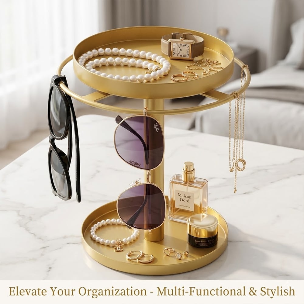 🕶️✨360° Rotating Sunglasses Organizer Stand — Eyewear Rack with Tray