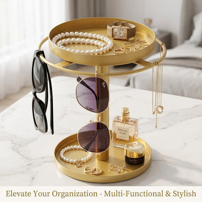 🕶️✨360° Rotating Sunglasses Organizer Stand — Eyewear Rack with Tray