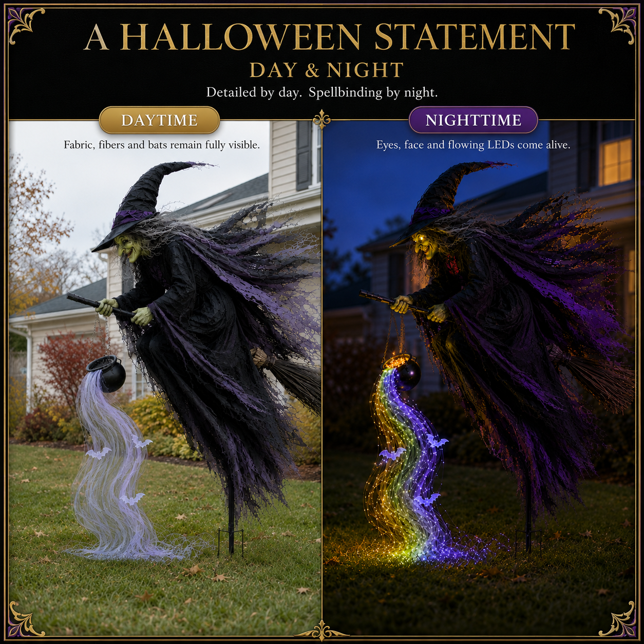 🥳Hot Sale 40% OFF🎃 Halloween Flying Witch Magic Flow Solar Light🎉🎉🎉