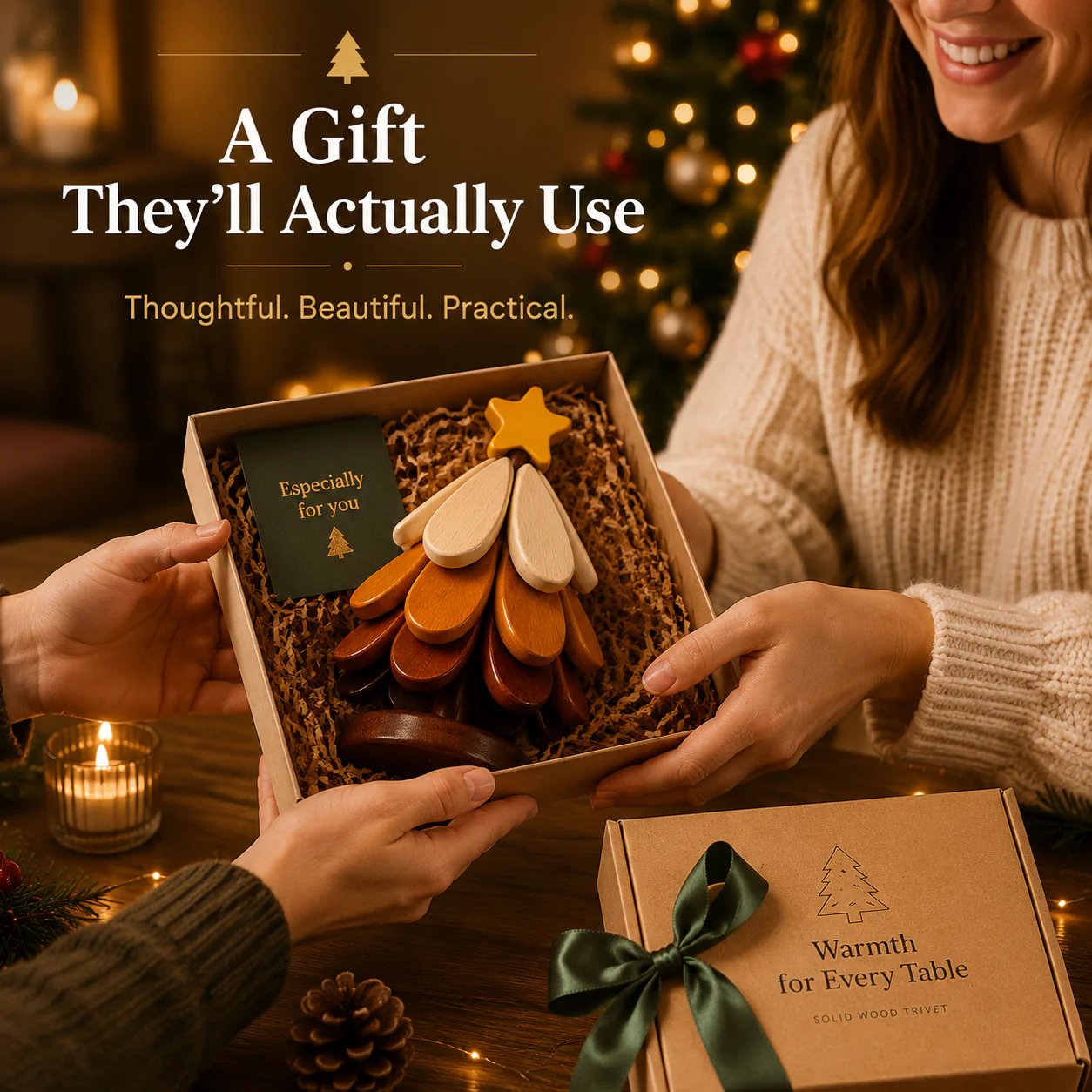Wooden Tree Trivet – Cozy Table Decor & Heat Resistant Pot Holder