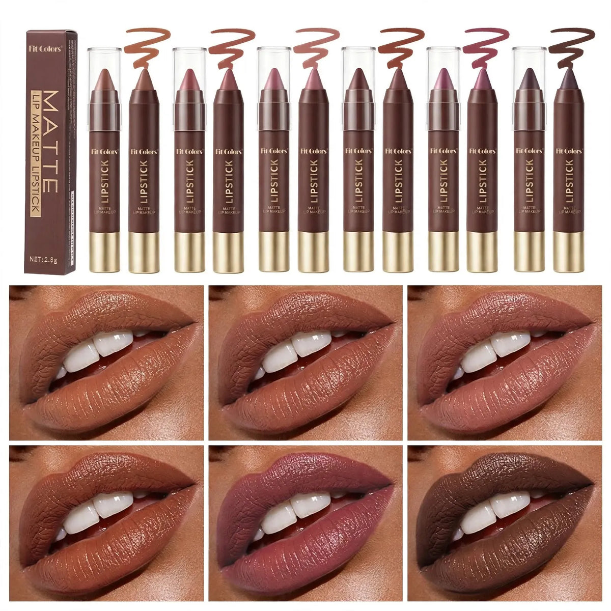 💄 6-Piece Matte Brown Lipstick Set – Long-Lasting Color 🤎