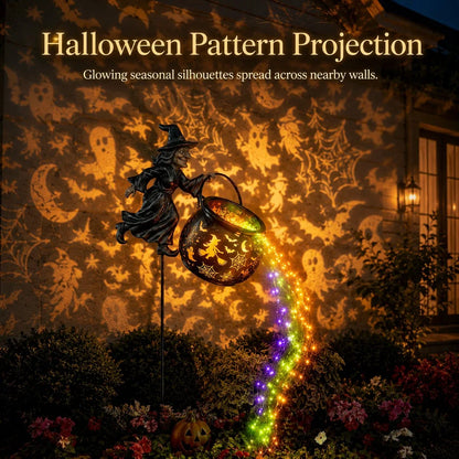 Halloween Witch Cauldron Garden Light with Color Projection