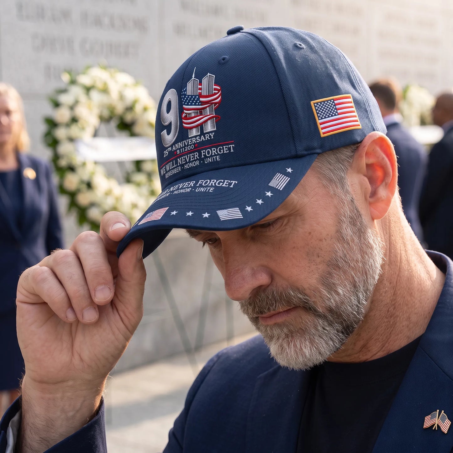 ⚡️9/11 25th Anniversary We Will Never Forget Embroidered Memorial Baseball Cap – Unisex Patriotic Memorial Hat🧢 100% Cotton