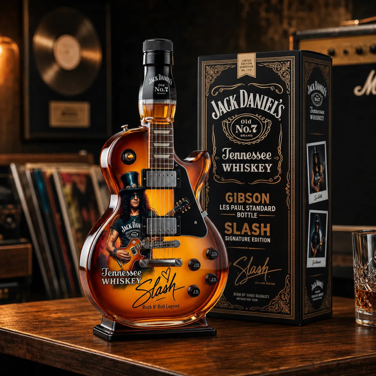 🎁 Flash Sale-49% OFF – 👨‍🎤🤘Appetite for Rock: Vintage Sunburst Guitar Figurine Spirit Bottle🎸✨