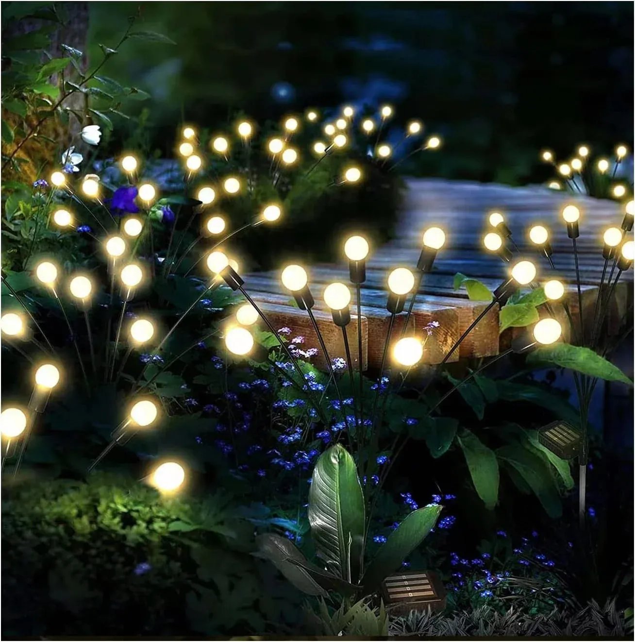 💡Solar Firefly Garden Lights 4/8 Pack – Waterproof Outdoor Stake Lights, 32/64 LED Flickering Firefly Glow Solar Pathway Lights for Yard, Patio & Landscape Decor