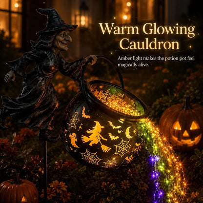Halloween Witch Cauldron Garden Light with Color Projection