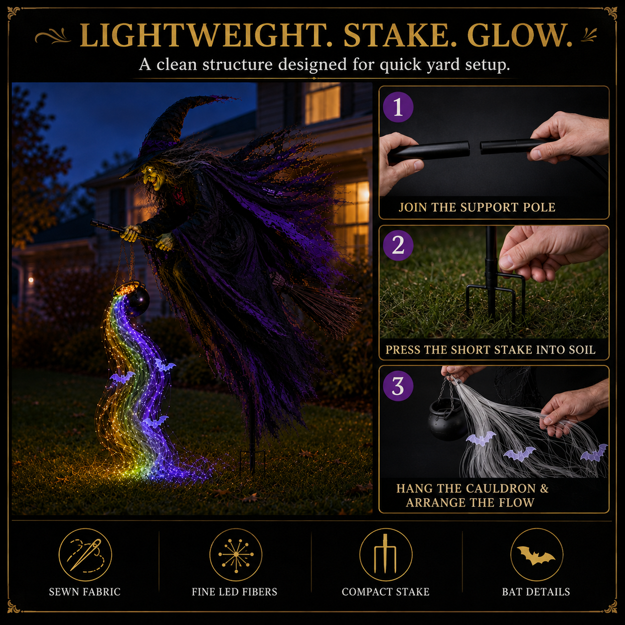 🥳Hot Sale 40% OFF🎃 Halloween Flying Witch Magic Flow Solar Light🎉🎉🎉