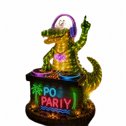 🔥 HOT SALE 49% OFF 🔥 DJ Alligator Pool Party Glow Garden Sculpture