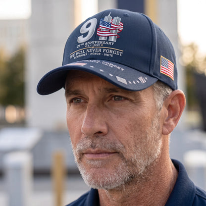 ⚡️9/11 25th Anniversary We Will Never Forget Embroidered Memorial Baseball Cap – Unisex Patriotic Memorial Hat🧢 100% Cotton
