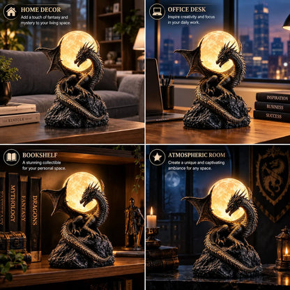 🐉 Gotische Drachenmond-Globus-Statue-Lampe