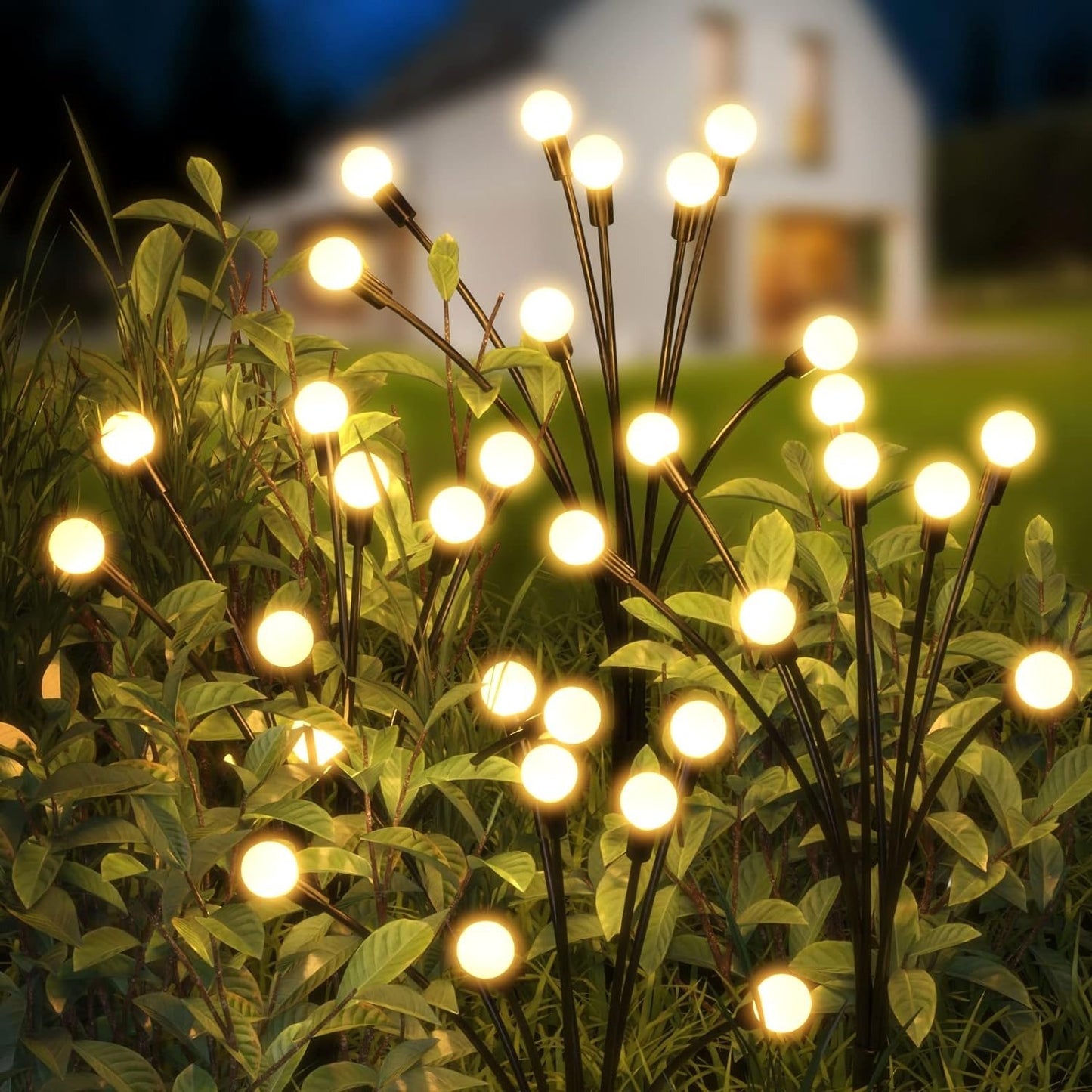 💡Solar Firefly Garden Lights 4/8 Pack – Waterproof Outdoor Stake Lights, 32/64 LED Flickering Firefly Glow Solar Pathway Lights for Yard, Patio & Landscape Decor