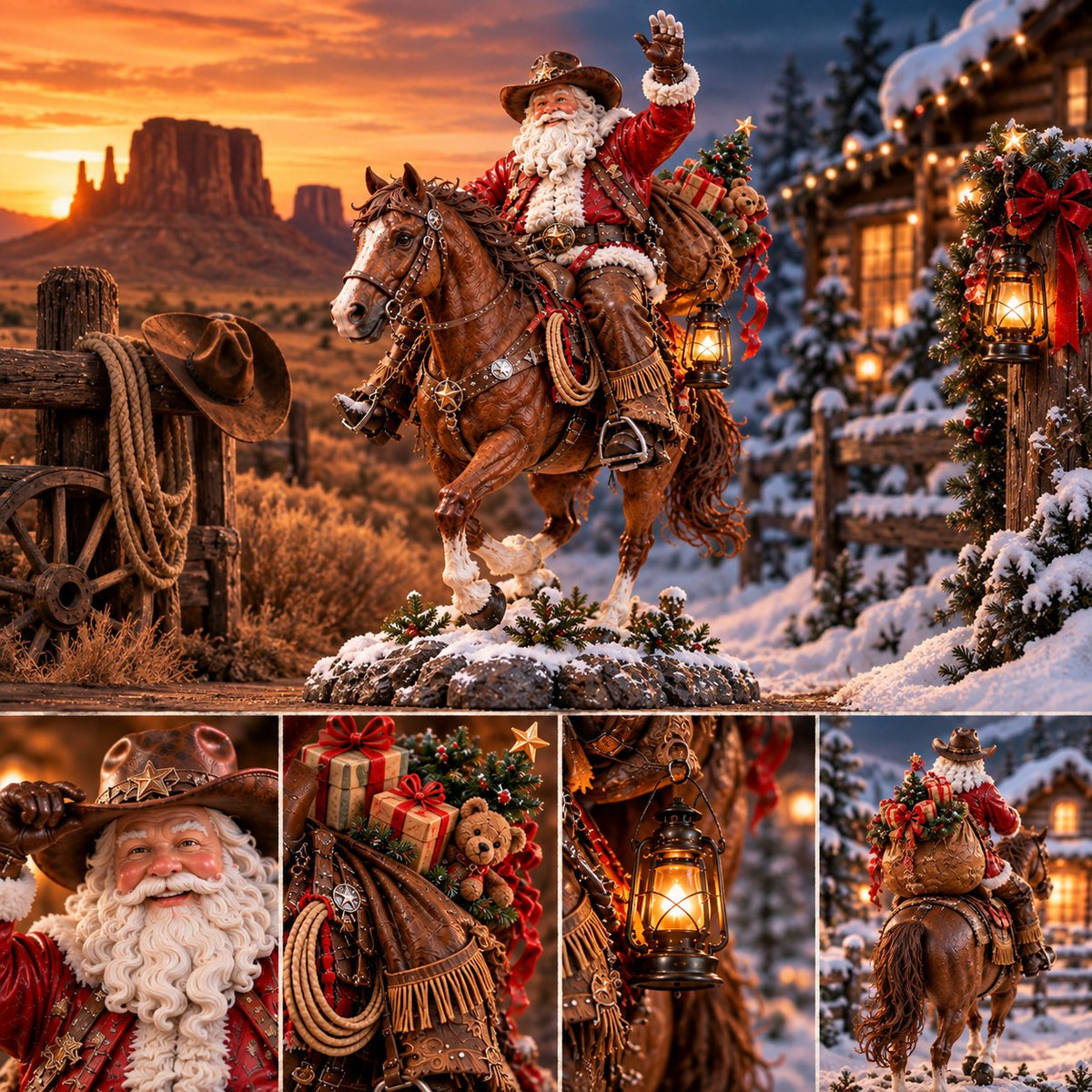 🤠 Home for Christmas Cowboy Santa – Rustic Western Holiday Memory Keepsake🎄