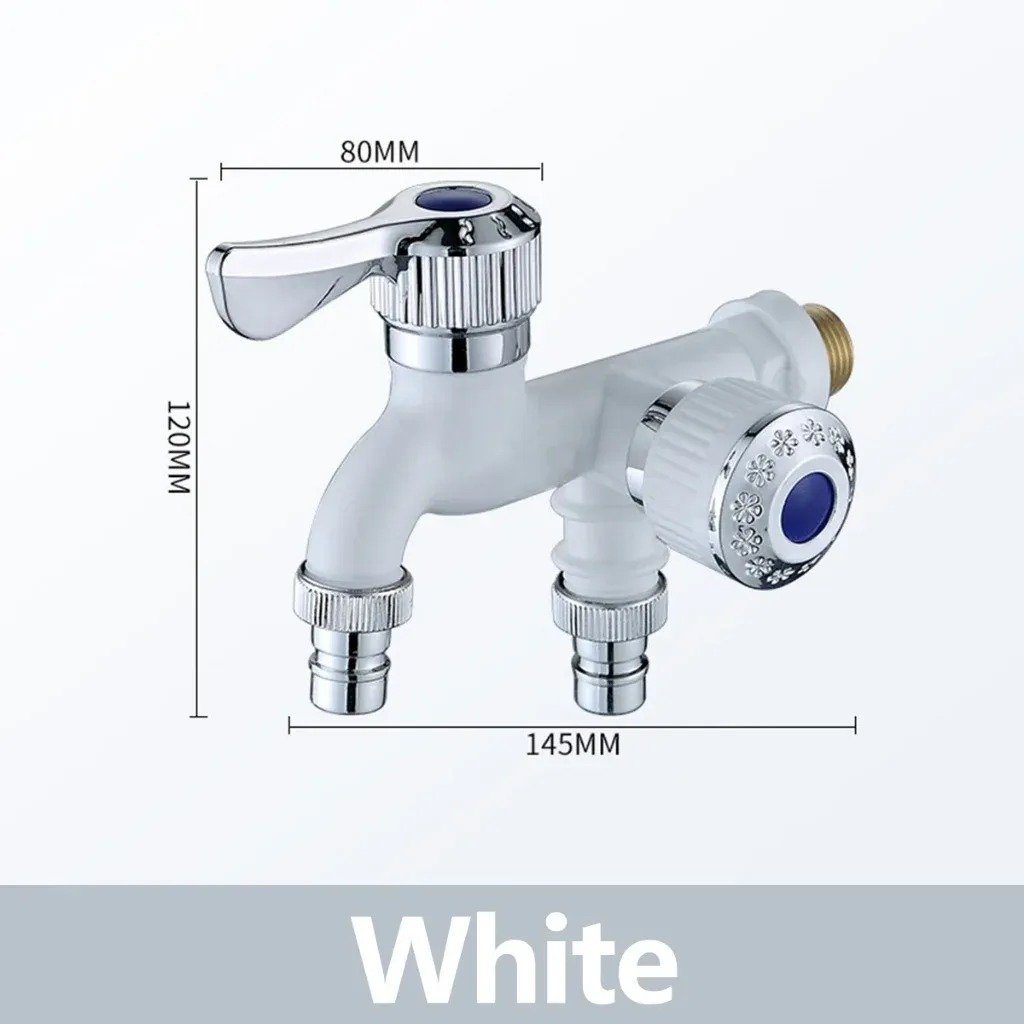 🔥😍✨Buy 1 Get 1 Free✨ - 🚰Dual Outlet Washing Machine Plastic Faucet, 1 In 2 Out Water Plastic Tap