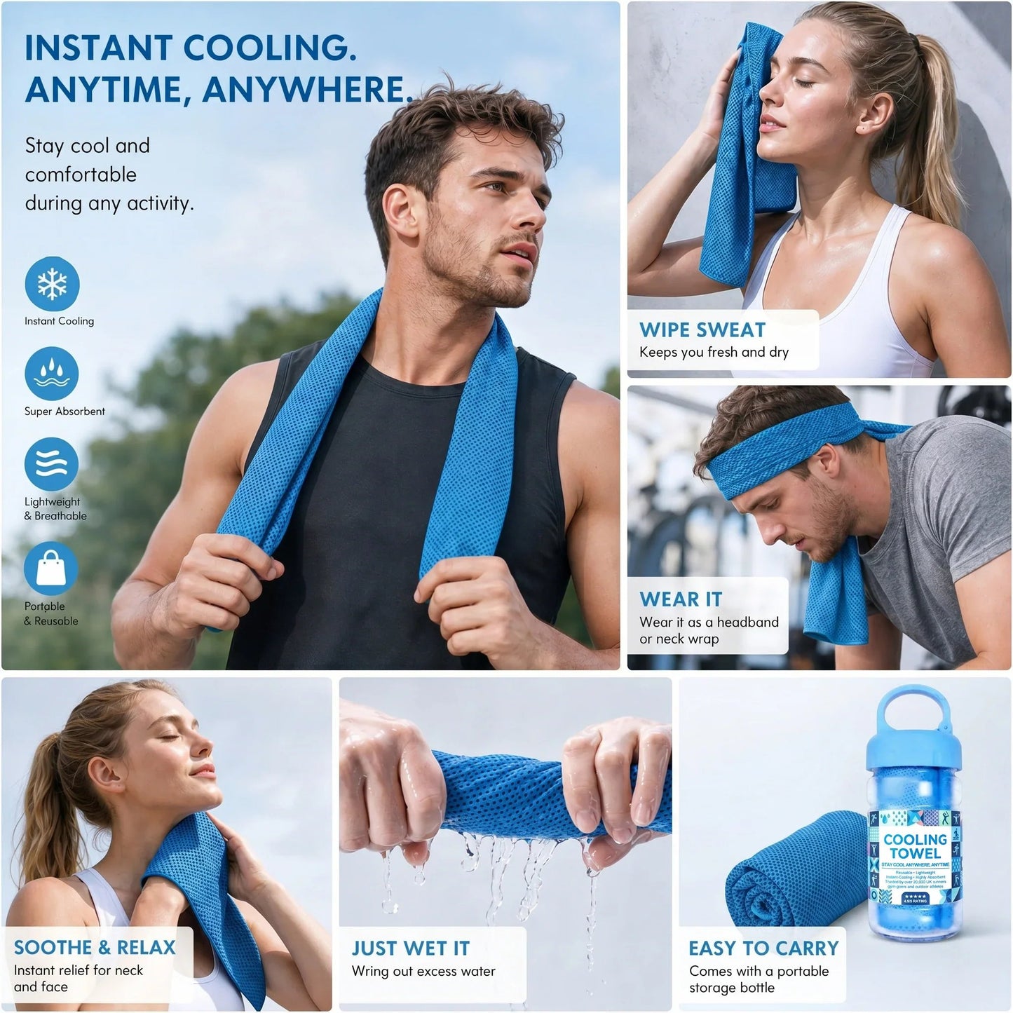 🔥LAST DAY 50% OFF - 🏃❄️Cold Sweat Towel You Can Use Anywhere, Anytime! Reusable Soft Absorbent Cooling Portable