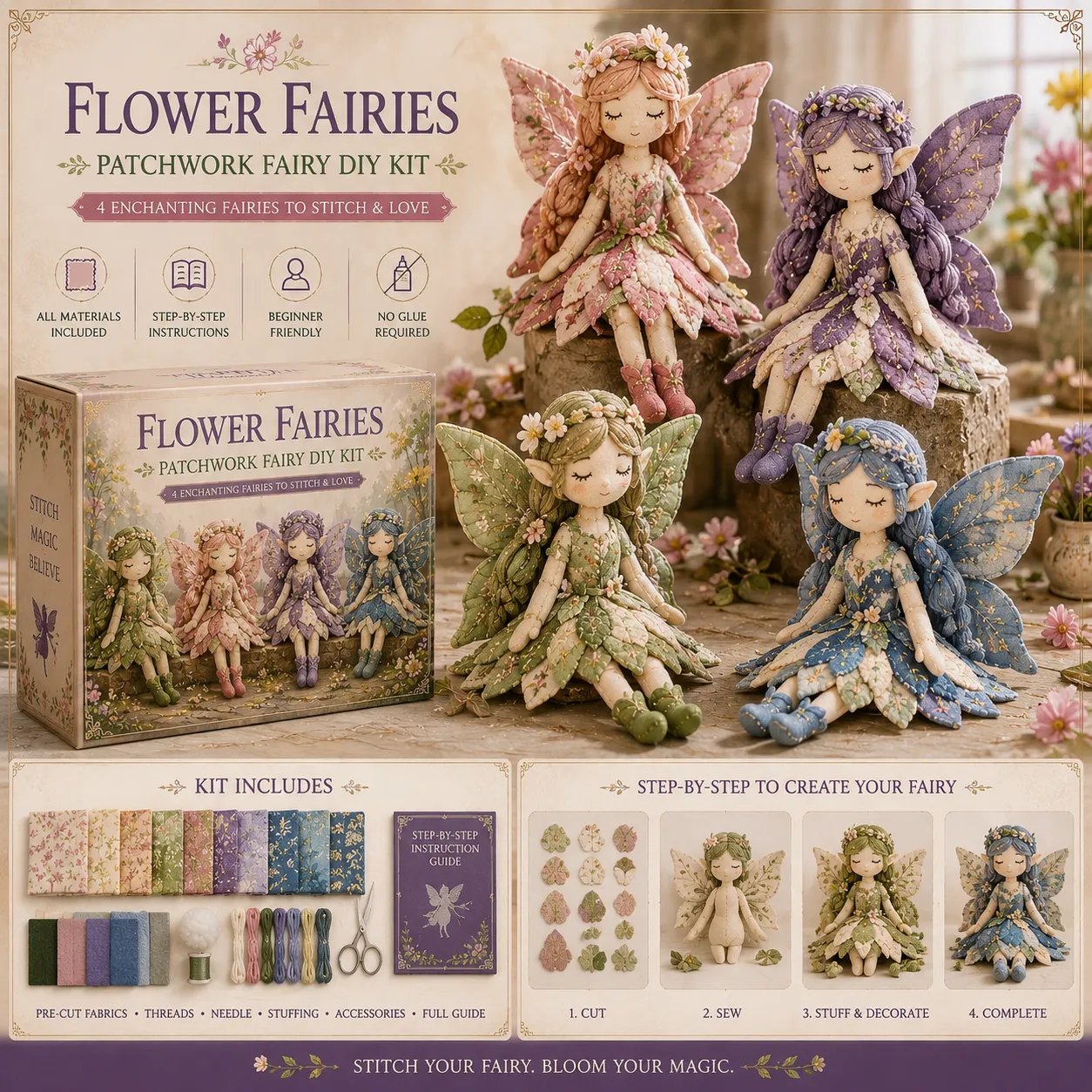🔥LAST DAY 50% OFF🧚A Fairy Tale You Can Stitch – DIY Patchwork Fairy Doll Collection🧵Buy 2 Free Shipping