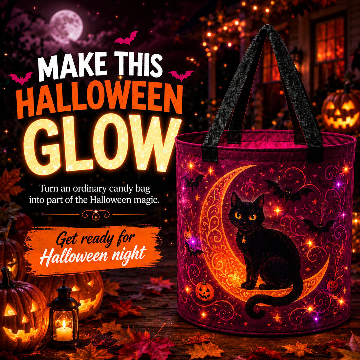 🎃Glow & Go™ LED Halloween Trick-or-Treat Candy Bag🍬