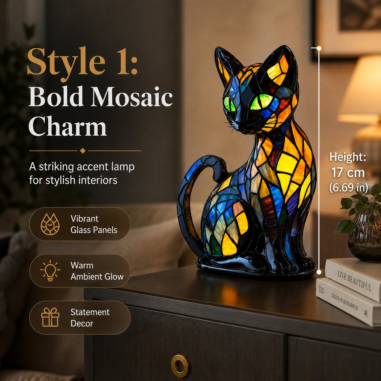 🐾 A Stained-Glass Cat Lamp That Makes Any Room Feel Magical ✨🏆