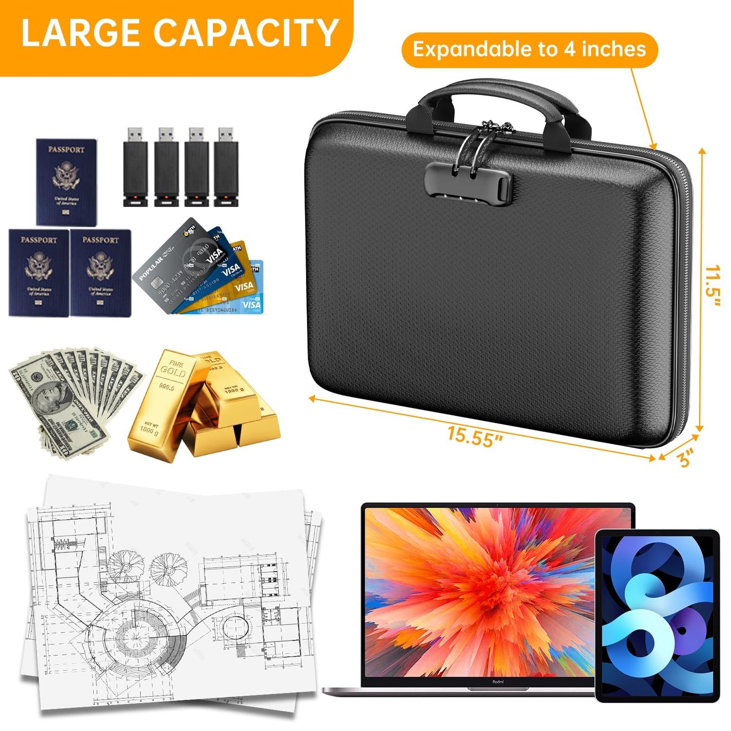 Fireproof File Organizer with Lock