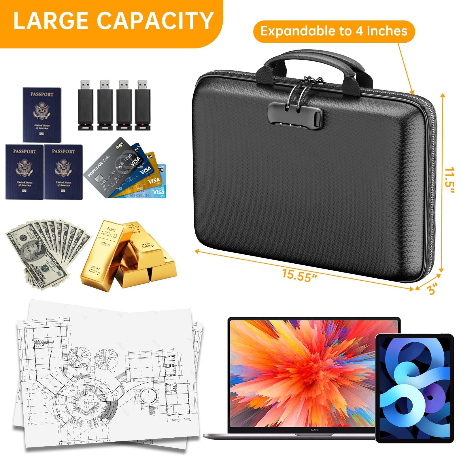 Fireproof File Organizer with Lock