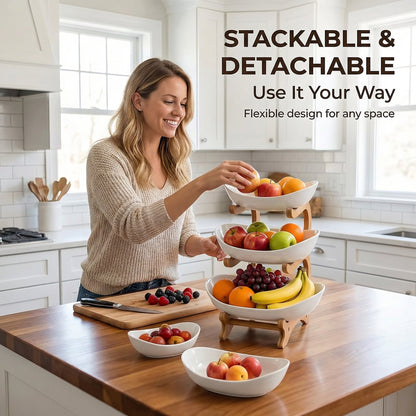 🍓2-Tier / 3-Tier Fruit Basket, Countertop Fruit Bowl(Includes Stand